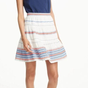 Club Monaco Linen Skirt Embroidered Geometric Skirt Size 00